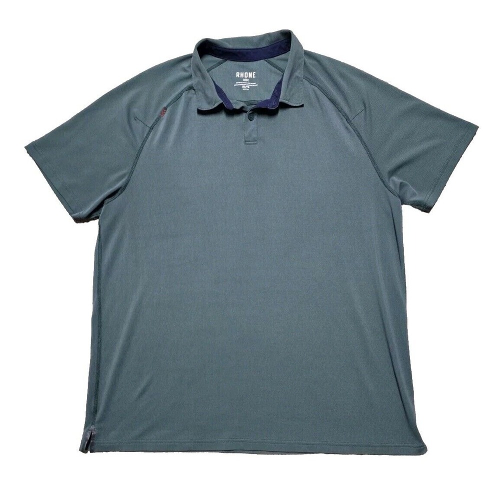 Rhone Mens Polo Shirt Size XL Green‎ Golf Performance Lightweight Short Sleeve